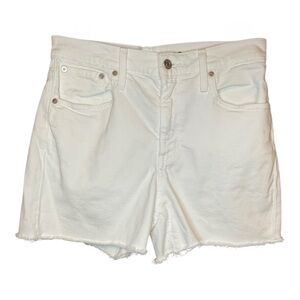 J. Crew White Denim Frayed High Rise Shorts Size 28